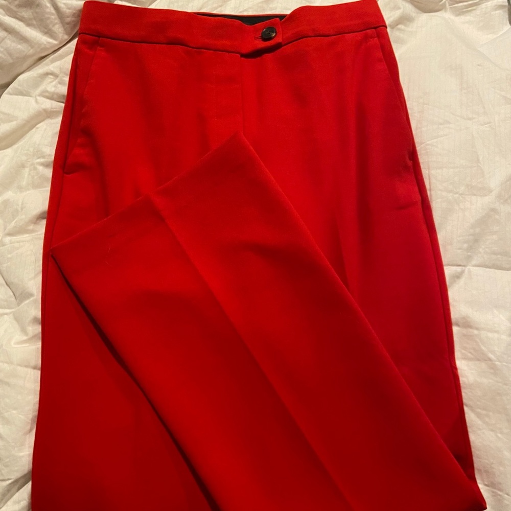 ANN Taylor red wide leg pants & mock neck sweater